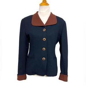 Barrie Pace LTD Vintage 100% Pure Wool Jacket Blazer Button Pocket Black size 8